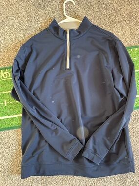 Peter Millar Gray with Navy Trim Pullover